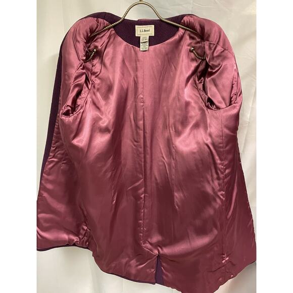 L.L. Bean Womens Wool Blend Toggle Hooded Coat Purple Size Medium - Picture 7 of 9